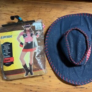 Rawhide Cowgirl Costume Set Adult Large 10-12 Gingham Dress Vest Hat 6-Piece